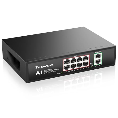 Tenveo 8-Port Full Gigabit PoE Switch