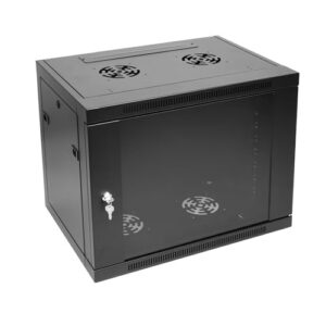 Labgear 9U Wall Mount Server Cabinet 420mm Depth Network Rack Enclosure with Locking Glass Door Ventilated Steel Panels for 19 inch IT Equipment Patch Panels AV Devices Toolless Flat Pack Assembly