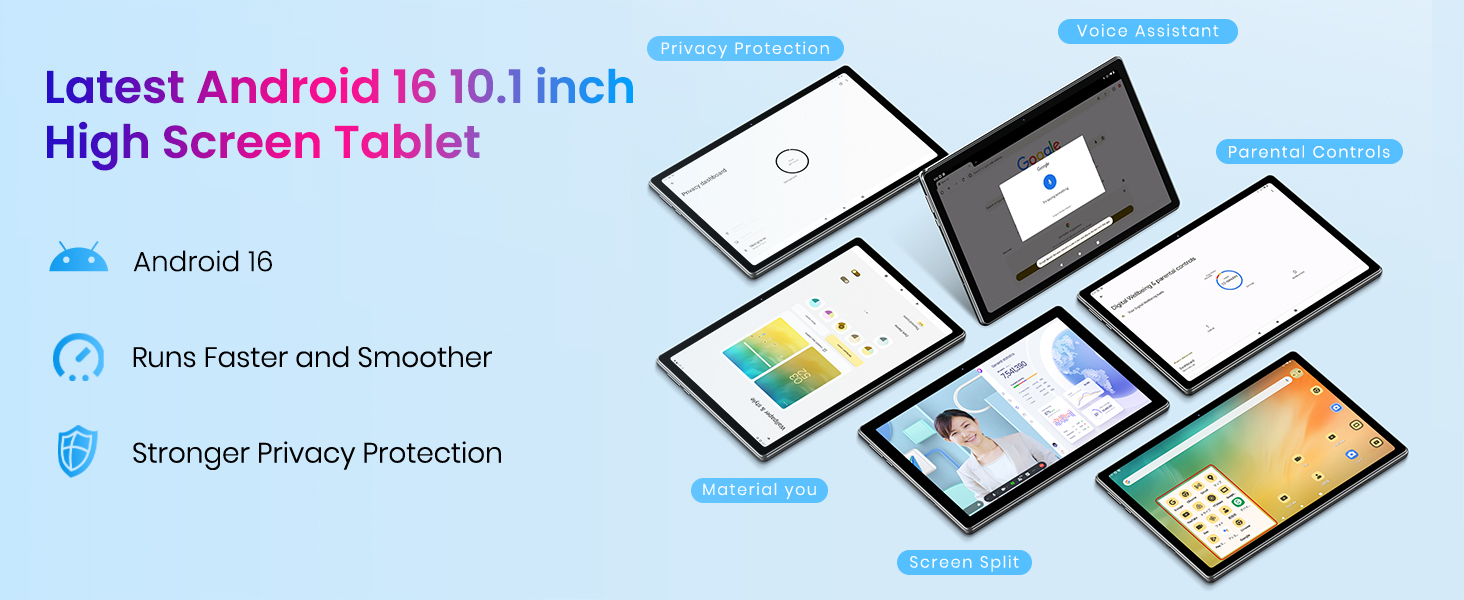 Composite grid showing multiple tech product mockups including smartphone, tablets, laptops, smartwatch, and 5G wireless icons on light background with various UI interface designs.