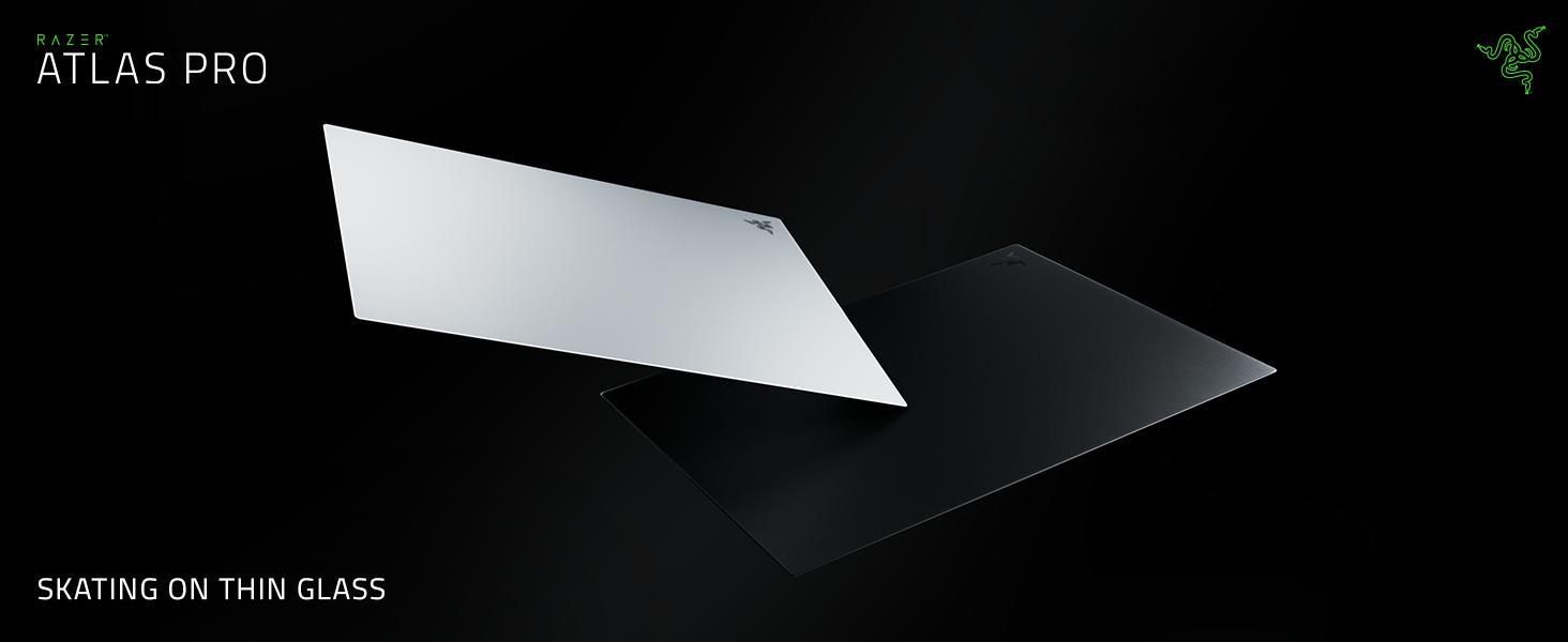 Text reads 'ATLAS PRO' and 'WEATHERED FINISH IS JUST'. Black minimalist geometric shape visible against dark background.