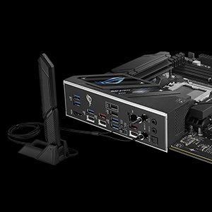 Close-up shots of computer motherboard components showing CPU socket and technical details against black background.
