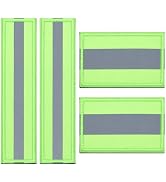 Red fabric patches with reflective gray strips - two long rectangular pieces and two shorter pieces, all featuring similar reflective stripe design.