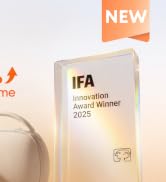 Text reads 'eufy' in blue, '35% More Output' and '30% Less Time' in orange. Product showcase featuring white/beige canister vacuum cleaner with performance metrics.