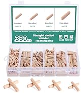 Faankiton 300 Pieces Wooden Dowel Pins 8x30mm, Straight Grooved Wooden Dowels Set with Bevelled E...