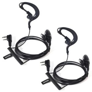 UAYESOK Walkie Talkie Earpiece 2 Pin with Mic PTT G Type Radio Security Headset Compatible with Kenwood Baofeng UV-5R UV-82 BF-888S RT24 RT27 RT622 (Pack of 2)