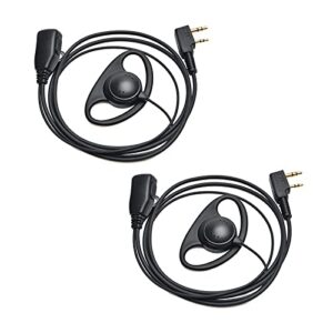 UAYESOK D Shape Security Earpiece Radio 2 Pin Bodyguard Headset with PTT Mic for Walkie Talkie Baofeng Kenwood TK-2107 TK-3501 Midland G10 Retevis RT24 RT22 RT27 Two Way Radio (2 Pack)