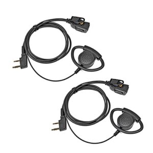 UAYESOK 2 Pin Radio Earpiece D Ring Security Walkie Talkie Headset Headphone inline PTT Mic for Baofeng UV-5R BF-888S Kenwood TK3501 TK2107 Protalk Retevs RT24 RT27 eSnic Two Way Radio (Pack of 2)