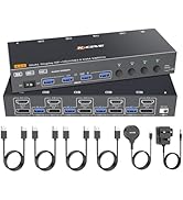 HDMI + 2Displayport KVM Switch 3 Monitors 4 Computers, 8K@60Hz Triple Monitor KVM Switch 4 Comput...