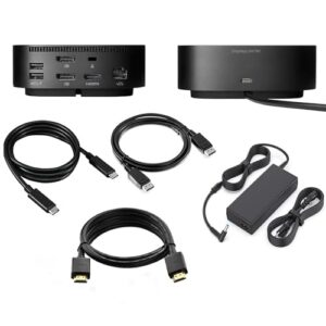 HP Docking Station for Laptop Dual Monitor and Charging G5 Bundle - HP USB-C G5 Dock 5TW10AA / 5TW10UT / 5TW10AA#ABB with 120W AC Adapter + HDMI Cable + DisplayPort Cable + USB-C Cable