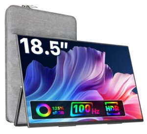 VisionOwl Large Portable Monitor 18.5 Inch 1080P FHD 100Hz Laptop Monitor 125% sRGB HDMI USB-C Portable Screen for Laptop Mac Surface PC PS5 Xbox Built-in Kickstand & Speakers