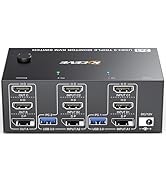 8K@60Hz 4K@144Hz KVM Switch 3 Monitors 2 Computers, HDMI + 2Displayport Triple Monitor KVM Switch...