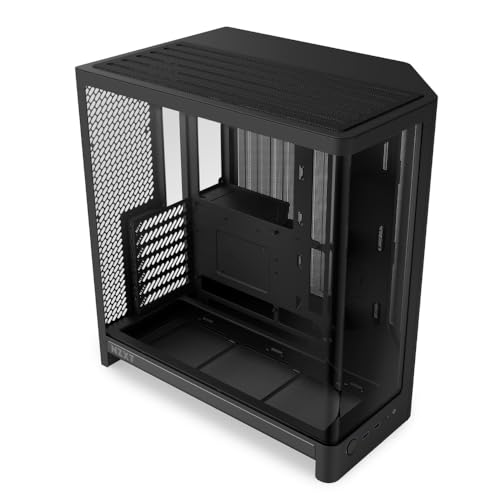 NZXT H6 Compact Dual-Chamber ATX PC Case - 10x 120mm Fan Support - 360mm Radiator - Back-Connect Motherboard Ready - Seamless Curved Tempered Glass - Black