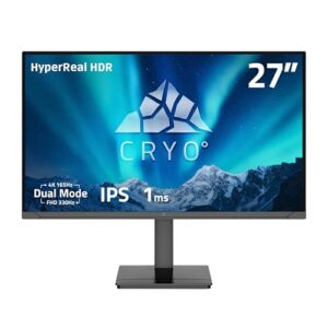 Chillblast Cryo 27-Inch Dual Mode IPS Gaming Monitor - 4K 165Hz / FHD 330Hz - 1ms Response Time - HyperReal HDR - G-Sync/FreeSync - USB Type-C - Height