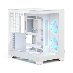 Fractal Design Pop 2 Vision White RGB Panoramic Glass PC Gaming Case - Dual-Chamber Layout - Four RGB Reverse Fans Included – Reverse Connector & ATX/E-ATX/mATX/ITX