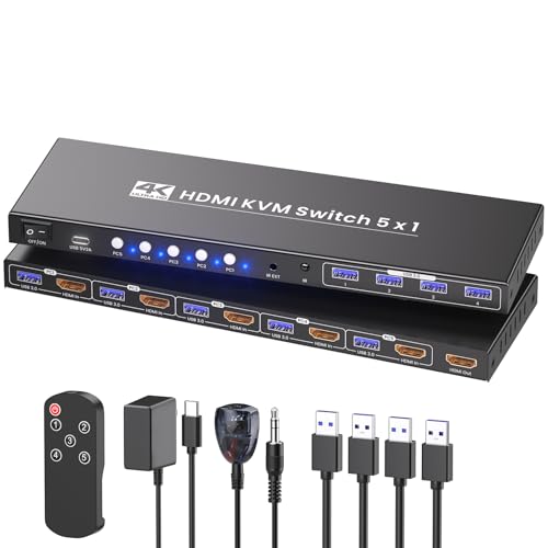 HDMI KVM Switch 1 Monitor 5 Computers