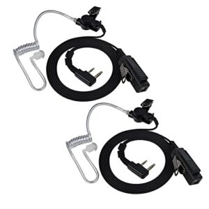 UAYESOK Walkie Talkie Earpiece Air Covert Acoustic Tube security Headset with Microphone 2 Pin for Baofeng UV5R BF-888S Kenwood TK-250 TK-2107 TYT Two Way Radio(Pack of 2)