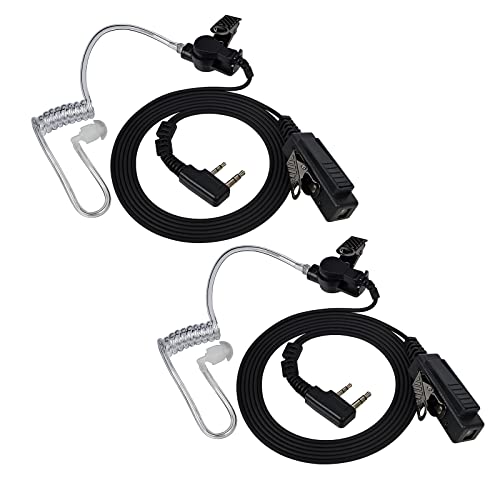 UAYESOK Walkie Talkie Earpiece Air Covert Acoustic Tube security Headset with Microphone 2 Pin for Baofeng UV5R BF-888S Kenwood TK-250 TK-2107 TYT Two Way Radio(Pack of 2)
