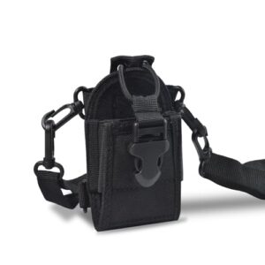 UAYESOK Small Radio Holder for Belt Walkie Talkie Pouch Holster Security Tactical Carrying Case with Shoulder Strap for Baofeng UV-5R 888S Motorola Talkabout TLKR Midland Kenwood Two Way Radio
