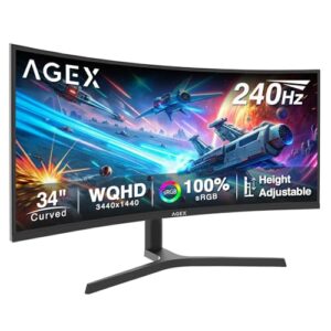 34 Inch 240Hz Curved Gaming Monitor 3440x1440 UWQHD Ultra-Wide 21:9