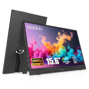 Portable Monitor 15.6" FHD IPS HDR Travel Laptop External Screen | 1080P with Kickstand Speakers USB-C HDMI