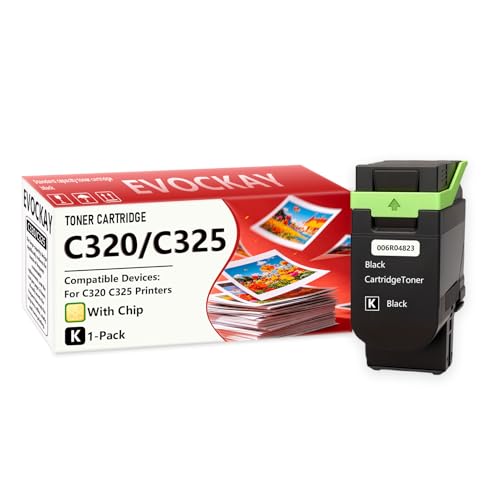 C320 C325 Black Toner Cartridge Compatible Replacement for Xerox 006R04823 C320/C325 Toner Work for C320 C325 C320DNI C325DNI Printer (with Chip)