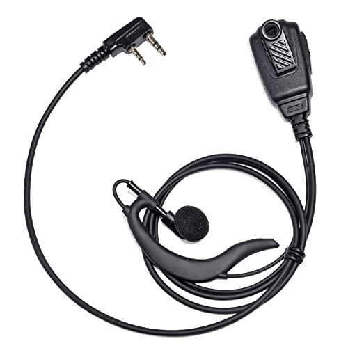UAYESOK G Ring Security Radio Earpiece 2 Pin Walkie Talkie Headset for Kenwood TK3301 TK3501 Baofeng UV5R 888S GT3TP UV82 RETEVIS RT24 RT27 RT28 with PTT Mic Two Way Radio Accessories