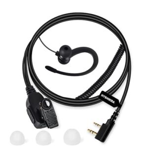 Lightweight Radio Earpiece G Shape Security Headset Compatible with Retevis Baofeng Kenwood RT24 UV5R TK250 TK320 Walkie Talkie (BLACK