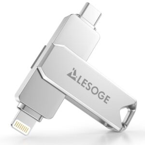 MFi Certified 256GB USB C & Lightning Memory Stick - Dual Interface Flash Drive with USB C Adapter