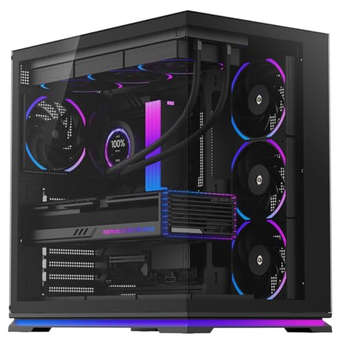 Plasma Black ATX Dual-Chamber Gaming Case – Dual Tempered Glass Panels