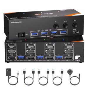 8K@60Hz 4K@144Hz KVM Switch 3 Monitors 3 Computers