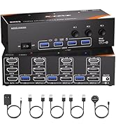 8K@60Hz HDMI Displayport KVM Switch 3 Monitors 3 Computers, 4K@144Hz Triple Monitor KVM Switch wi...