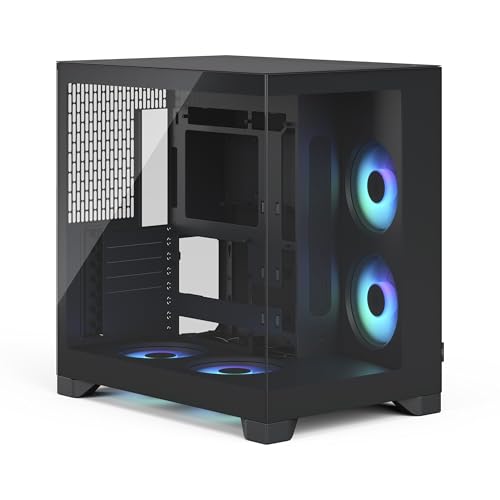Fractal Design Pop 2 Vision Black RGB Panoramic Glass PC Gaming Case - Dual-Chamber Layout - Four Reverse Fans Included – Reverse Connector & ATX/E-ATX/mATX/ITX