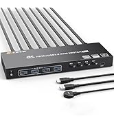 HDMI KVM Switch 4 Computer, 8K@60Hz 4K@144Hz KVM Switch 4 Computer Share 1 monitor and 4 USB3.0 P...