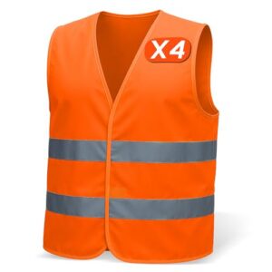 4-Pack high vis vests for Men & Women – Complies with EN ISO 20471 & EN ISO 13688 – Reflective Strips