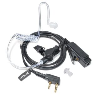 HYS Covert Acoustic Tube Earpiece PTT Mic Security Bodyguard Headset Compatible with 2 Pin Kenwood Baofeng BF-888S UV-5R Kenwood Walkie Talkie (1 Pcs)