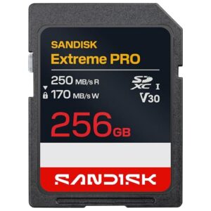 SANDISK Extreme PRO SD UHS-I Card 256GB (up to 250MB/s read speed and 170MB/s write speed