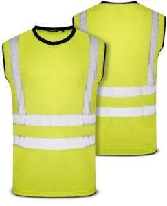 Hi Vis Viz Sleeveless T-Shirt Vest | High Visibility Safety Security Workwear Sleeveless Tank Muscle Top