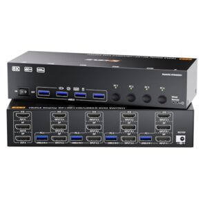 HDMI + 2Displayport KVM Switch 3 Monitors 4 Computers