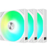 TRYX ROTA SL ARGB 120 White – 120mm RGB PWM Fan for PC Case & Radiator, Triple Pack Daisy Chain F...