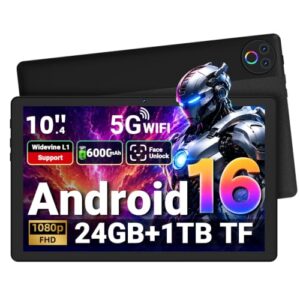 Gleeso Tablet｜Android 16 Tablet 10 Inch｜24GB RAM 1TB TF Android Tablets with 6000mAh｜Face Unlock｜Widevine L1｜BT 5.4/5G WiFi｜8MP Dual Camera