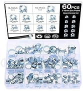Faankiton 170PCS 5-18mm Double Ear Hose Clamps, Adjustable, Pipe Clamps Tube Hose, 7Sizes