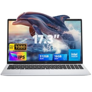 17.3 inch Laptop with 12th Quad-Core N95 Processor up to 3.4GHz (Beat N5205/N5095) 16GB RAM DDR4 512GB M.2 SSD Laptops