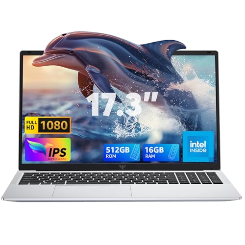 17.3 inch Laptop with 12th Quad-Core N95 Processor up to 3.4GHz (Beat N5205/N5095) 16GB RAM DDR4 512GB M.2 SSD Laptops