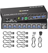 KVM Switch 3 Monitors 2 Computers 8K@60Hz 4K@144Hz, HDMI+2 Displayport KVM Switch Triple Monitor ...