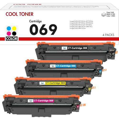 Cool Toner 069 069H Compatible Toner Cartridge for Canon i sensys MF752cdw 069 069H imageCLASS imageCLASS MF751Cdw MF753Cdw MF752Cdw MF756Cx LBP673Cdw LBP674Cx (Black Cyan Yellow Magenta