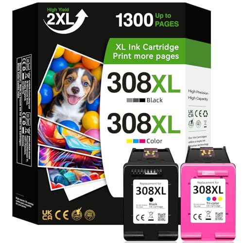 308XL Ink Cartridges Black and Colour Replacement for HP 308 Ink Cartridge