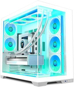 ANSAITE ATX PC Case - Pre-Installed 8 PWM ARGB Fan