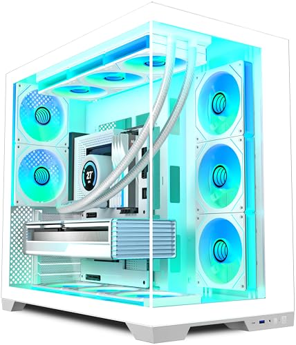 ANSAITE ATX PC Case - Pre-Installed 8 PWM ARGB Fan