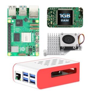 iRasptek basic kit for Raspberry Pi 5 1GB RAM with Red&White Case and Active Coole