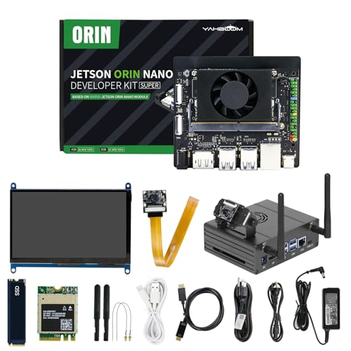 Yahboom Jetson Orin Nano SUPER 8GB Development Kit 67 Tops AI Large Model + IMX219 CSI Camera+Jetson Case +Development Board Ubuntu 22.04 ROS2 Data (Orin Nano 8GB Superior Kit)